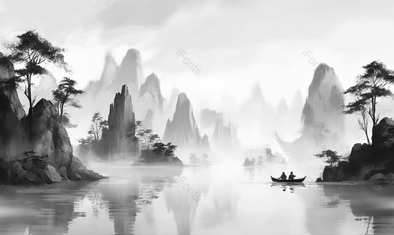 淡雅中国风水墨山水画,插画/手绘图,插画/手绘图库,插画/手绘图下载,插画/手绘